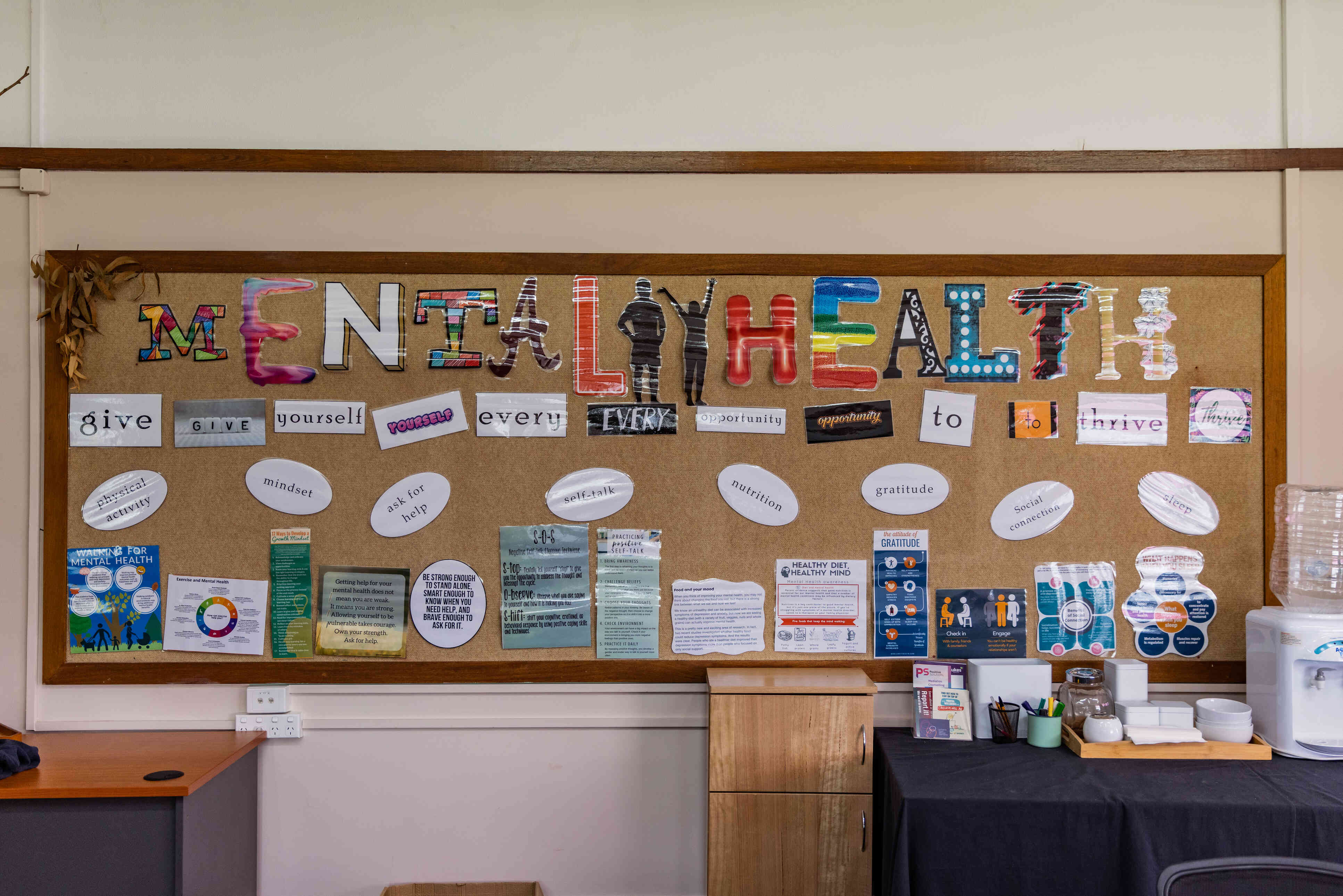 Notice board at a service