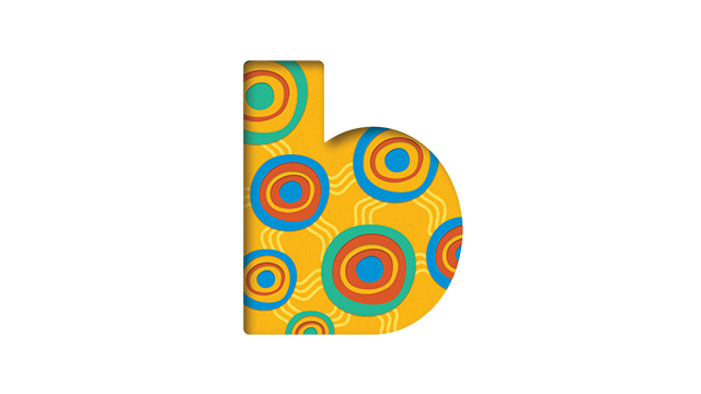 Be You b logo containing Aboriginal and Torres Strait Islander artwork