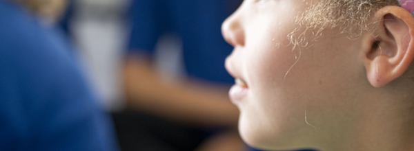 A student listens in class